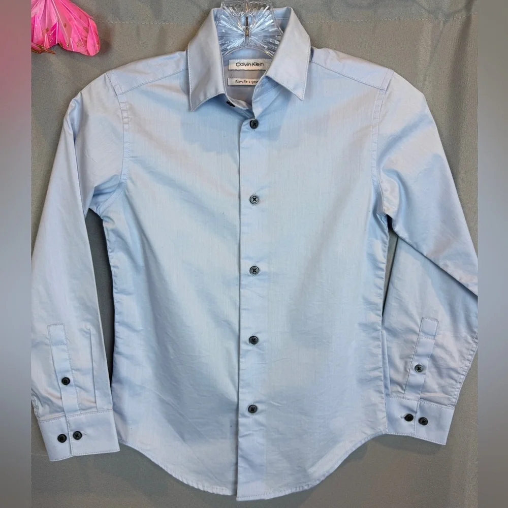 Calvin Klein Slim Fit Stretch Button Down Shirt- Size 8 - Picture 1 of 9